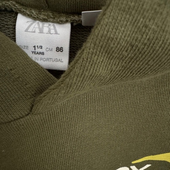 NWT Zara boys green graphic hoodie sweatshirt sweater size 12-18 18-24 months - Picture 6 of 6
